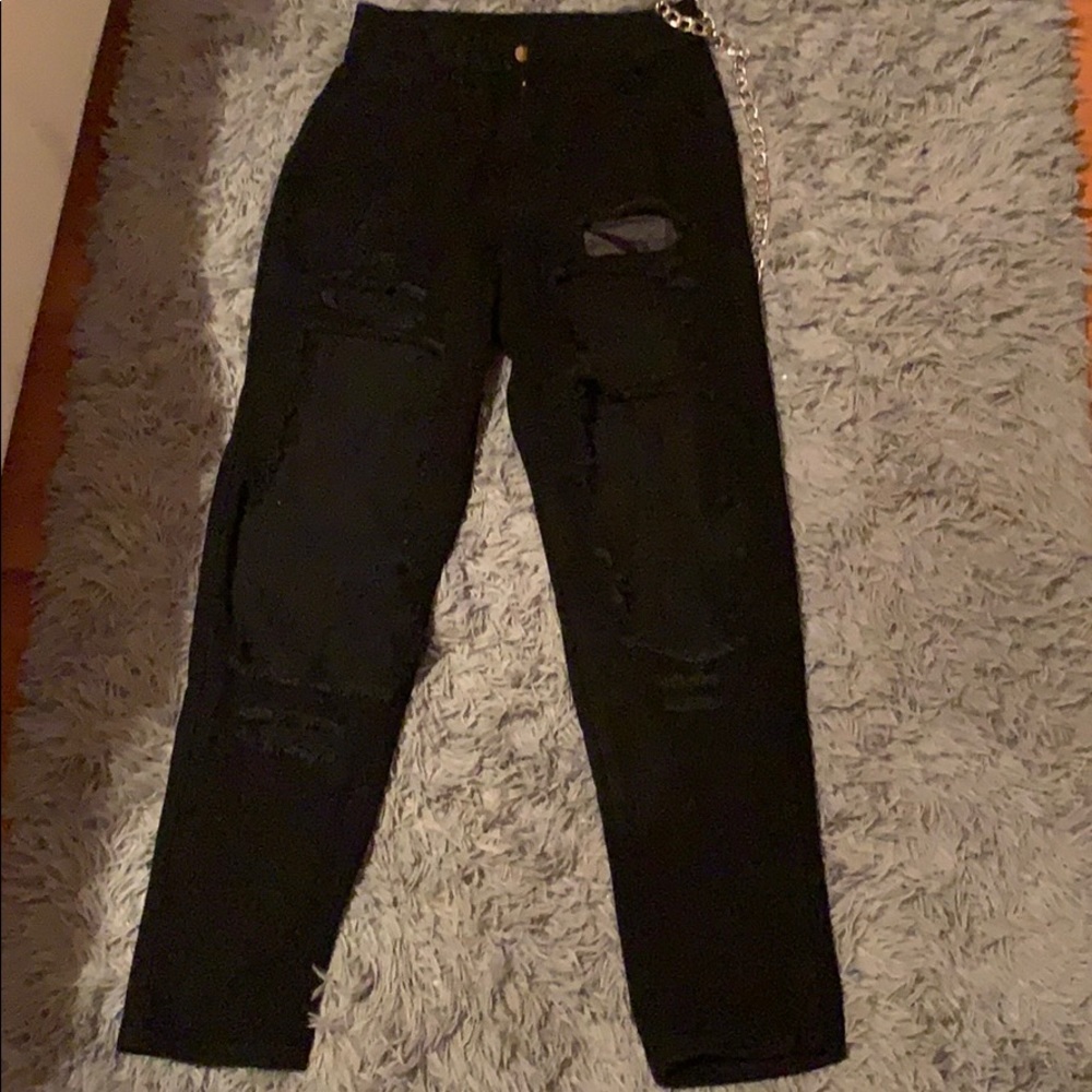 Black ripped denim jeans